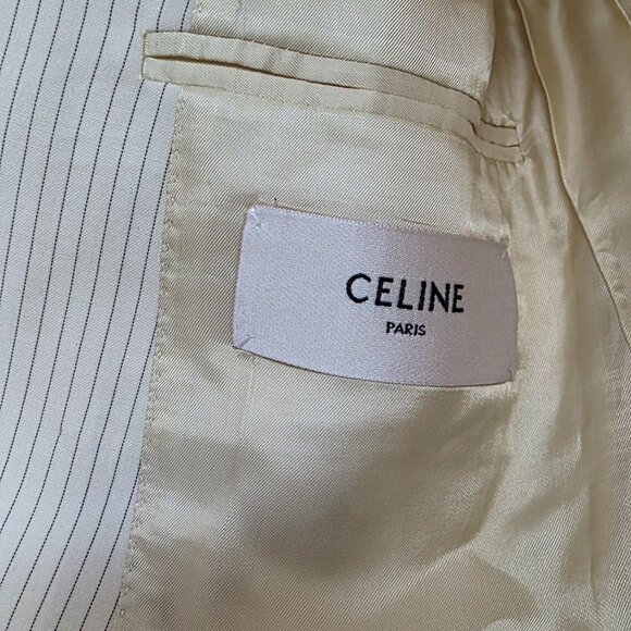 Celine Jude Blazer in Lightweight Striped Wool Ivoire/Noir Size 34 - Picture 7 of 13